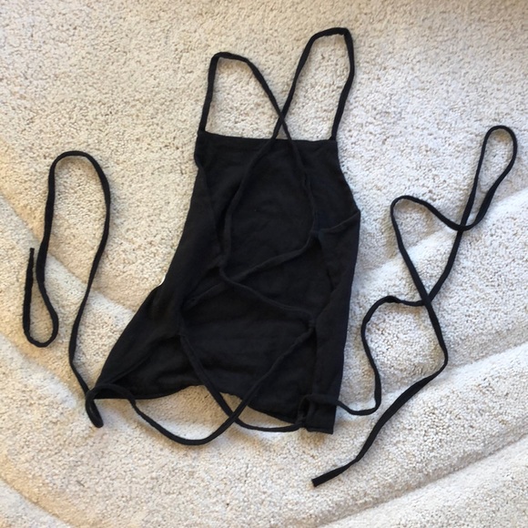 Adidas crop logo halter top OSFM gulley -tie lace -up back - Picture 2 of 12